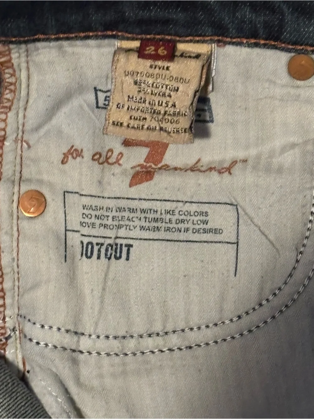 7 For All Mankind Dojo Jeans Womens 26 Bootcut Medium Wash Stretch 30 Inseam